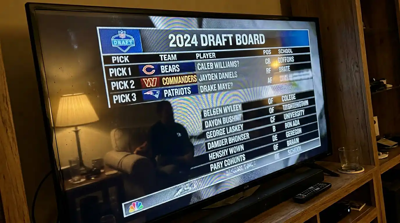 TV photo of a draft board with glare